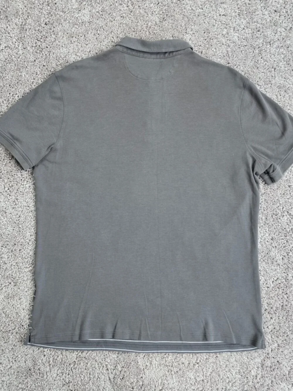 Banana Republic Luxury Touch Polo Shirt Men XLT Gray White Striped Short Sleeve